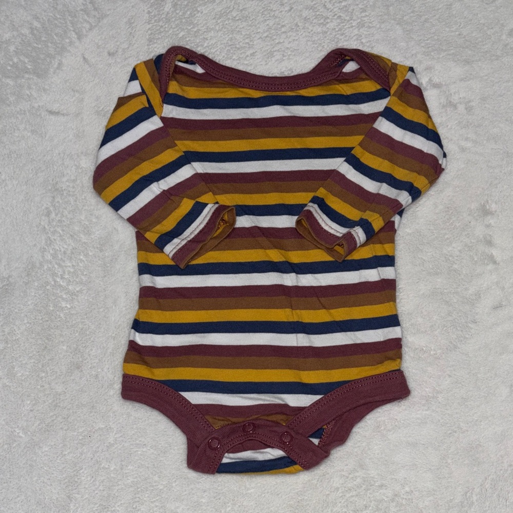 (3 for $10) George Colorful Striped Long Sleeve Baby Bodysuit